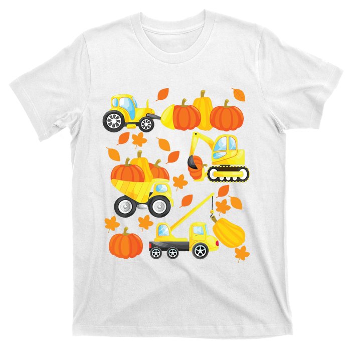 Excavator Construction Vehicles Pumpkin Halloween Boy Kids T-Shirt