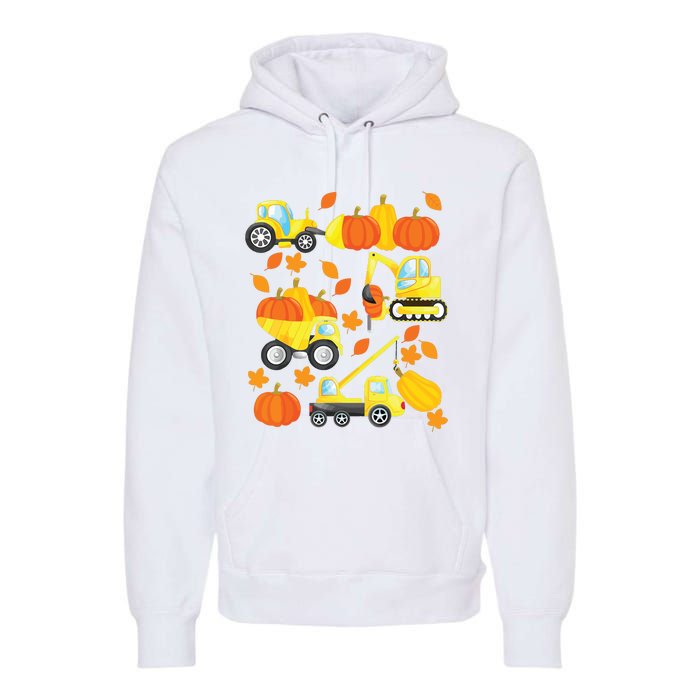 Excavator Construction Vehicles Pumpkin Halloween Boy Kids Premium Hoodie