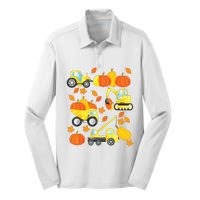 Excavator Construction Vehicles Pumpkin Halloween Boy Kids Silk Touch Performance Long Sleeve Polo