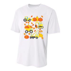 Excavator Construction Vehicles Pumpkin Halloween Boy Kids Youth Performance Sprint T-Shirt