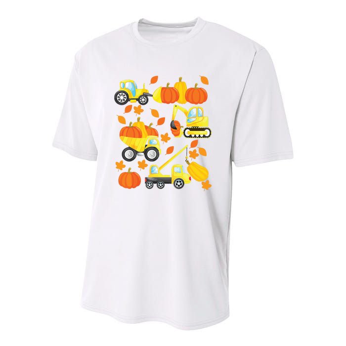 Excavator Construction Vehicles Pumpkin Halloween Boy Kids Youth Performance Sprint T-Shirt