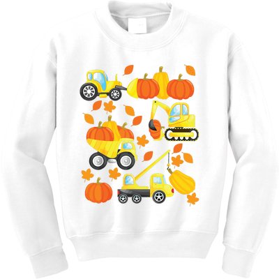 Excavator Construction Vehicles Pumpkin Halloween Boy Kids Kids Sweatshirt