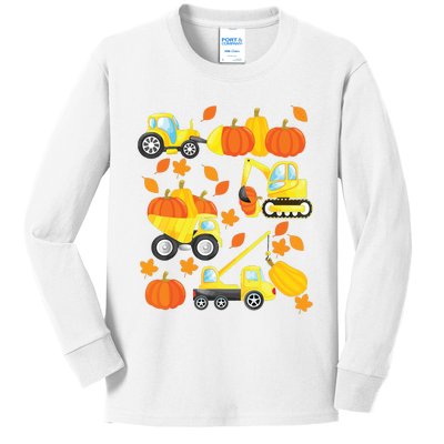 Excavator Construction Vehicles Pumpkin Halloween Boy Kids Kids Long Sleeve Shirt