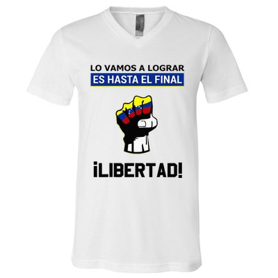 Estoy Con Venezuela Hasta El Final Proud Venezuelan Libre V-Neck T-Shirt