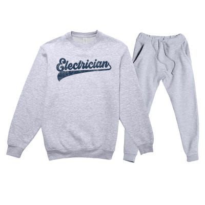 Electrician Cute Vintage Graphic Premium Crewneck Sweatsuit Set