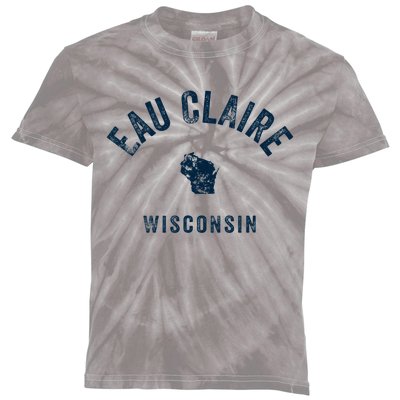 Eau Claire Wisconsin Wi Vintage 70s Sports Design Kids Tie-Dye T-Shirt