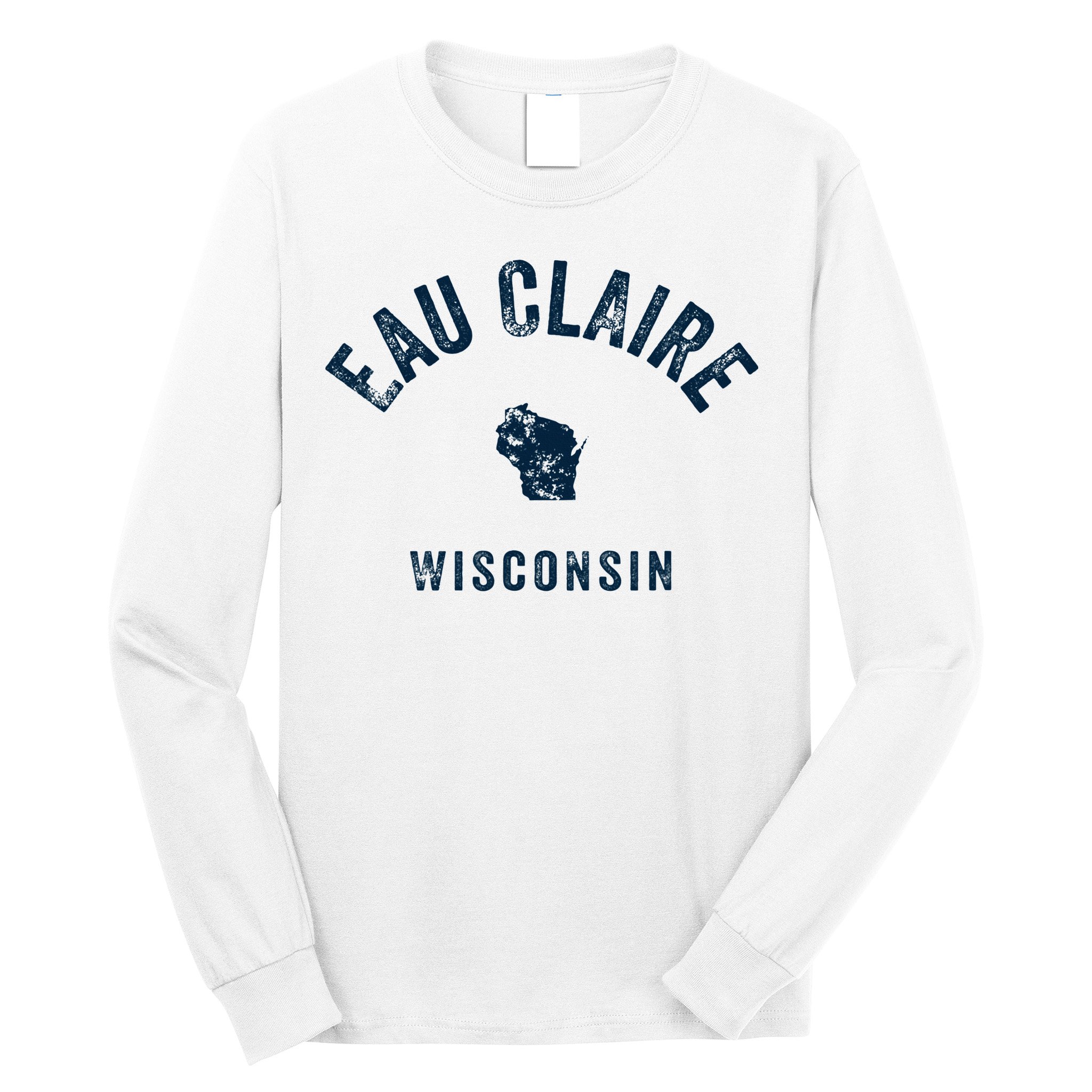 Eau Claire Wisconsin Wi Vintage 70s Sports Design Long Sleeve Shirt