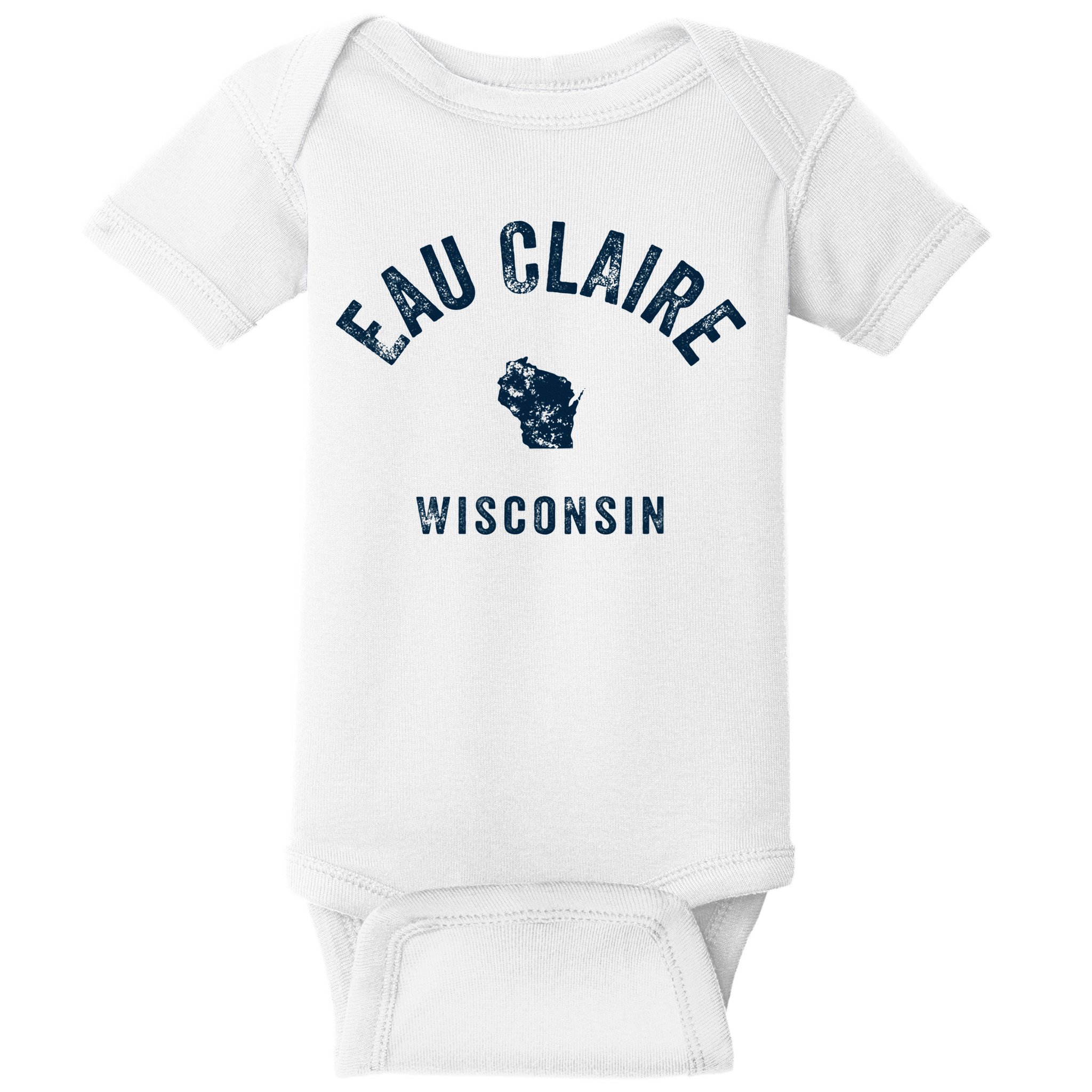Eau Claire Wisconsin Wi Vintage 70s Sports Design Baby Bodysuit