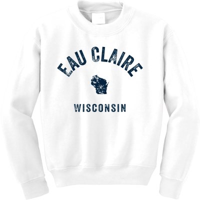 Eau Claire Wisconsin Wi Vintage 70s Sports Design Kids Sweatshirt