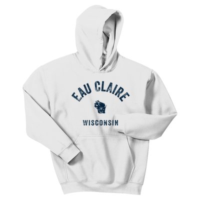 Eau Claire Wisconsin Wi Vintage 70s Sports Design Kids Hoodie