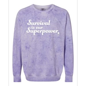 Eitan Chitayat Wearing Survival Is Our Superpower Colorblast Crewneck Sweatshirt