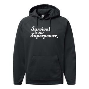 Eitan Chitayat Wearing Survival Is Our Superpower Performance Fleece Hoodie