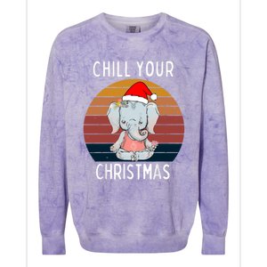 Elephant Christmas Yoga Namaste Chill Saying Gift Idea Gift Colorblast Crewneck Sweatshirt