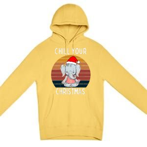 Elephant Christmas Yoga Namaste Chill Saying Gift Idea Gift Premium Pullover Hoodie