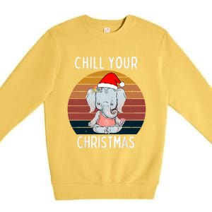 Elephant Christmas Yoga Namaste Chill Saying Gift Idea Gift Premium Crewneck Sweatshirt