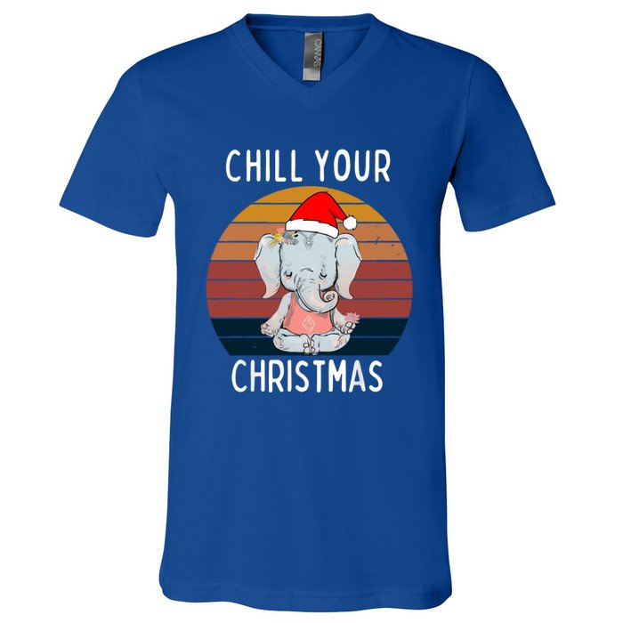 Elephant Christmas Yoga Namaste Chill Saying Gift Idea Gift V-Neck T-Shirt