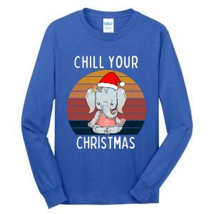 Elephant Christmas Yoga Namaste Chill Saying Gift Idea Gift Tall Long Sleeve T-Shirt