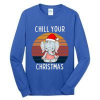 Elephant Christmas Yoga Namaste Chill Saying Gift Idea Gift Tall Long Sleeve T-Shirt