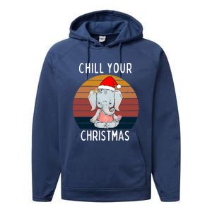 Elephant Christmas Yoga Namaste Chill Saying Gift Idea Gift Performance Fleece Hoodie