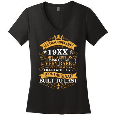 Extraordinary Custom Year Limited Edition Built To Last Personalize Birthday Women's V-Neck T-Shirt