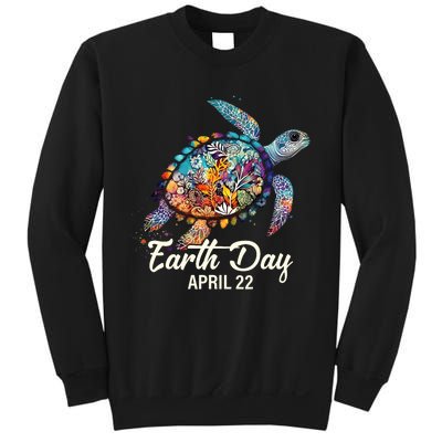 Earth Day 2024 Restore Earth Sea Turtle Art Save The Planet Sweatshirt