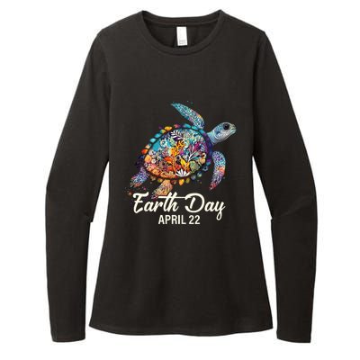 Earth Day 2024 Restore Earth Sea Turtle Art Save The Planet Womens CVC Long Sleeve Shirt