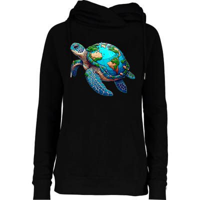 Earth Day 2024 Restore Earth Sea Turtle Art Save The Planet Womens Funnel Neck Pullover Hood