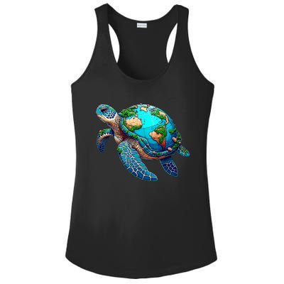 Earth Day 2024 Restore Earth Sea Turtle Art Save The Planet Ladies PosiCharge Competitor Racerback Tank