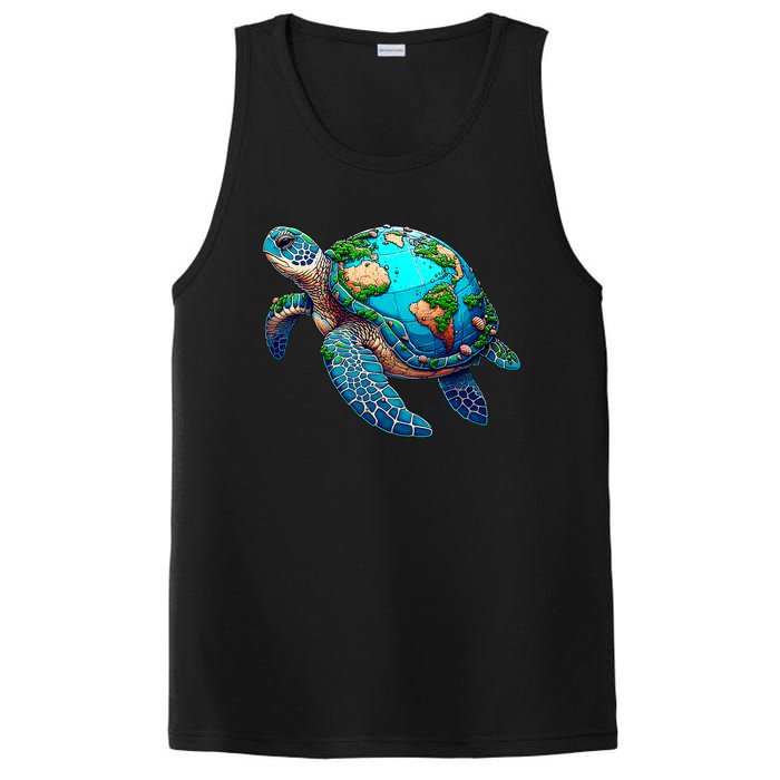 Earth Day 2024 Restore Earth Sea Turtle Art Save The Planet PosiCharge Competitor Tank