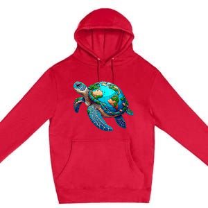 Earth Day 2024 Restore Earth Sea Turtle Art Save The Planet Premium Pullover Hoodie