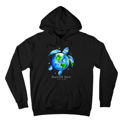 Earth Day 2024 Restore Earth Sea Turtle Art Save The Planet Gift Hoodie