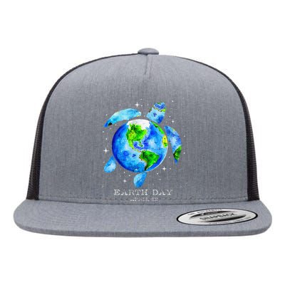 Earth Day 2024 Restore Earth Sea Turtle Art Save The Planet Gift Flat Bill Trucker Hat