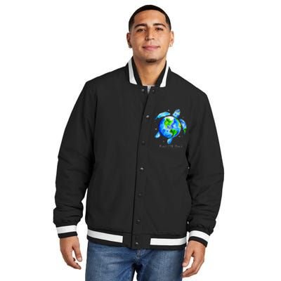 Earth Day 2024 Restore Earth Sea Turtle Art Save The Planet Gift Insulated Varsity Jacket