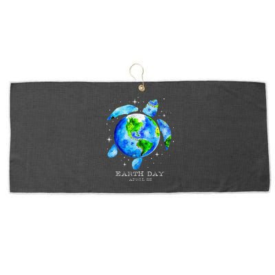 Earth Day 2024 Restore Earth Sea Turtle Art Save The Planet Gift Large Microfiber Waffle Golf Towel