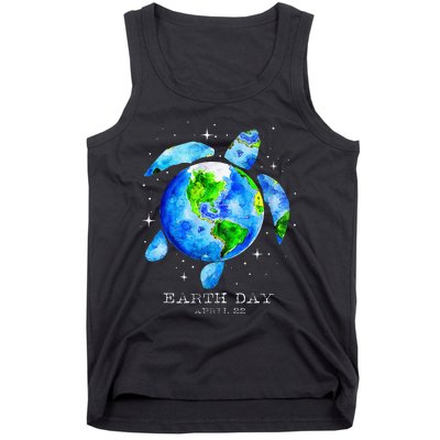 Earth Day 2024 Restore Earth Sea Turtle Art Save The Planet Gift Tank Top