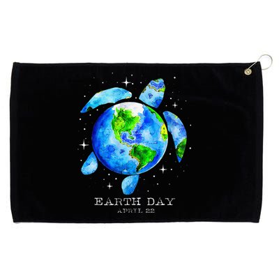 Earth Day 2024 Restore Earth Sea Turtle Art Save The Planet Gift Grommeted Golf Towel