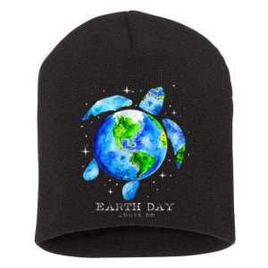 Earth Day 2024 Restore Earth Sea Turtle Art Save The Planet Gift Short Acrylic Beanie