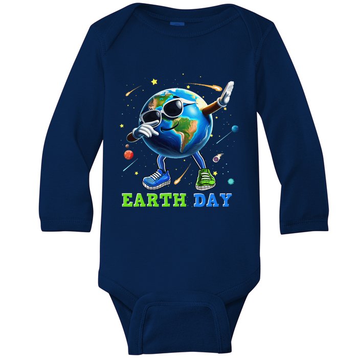 Earth Day 2024 Funny Earth Day Dab Baby Long Sleeve Bodysuit