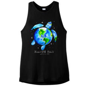 Earth Day 2024 Restore Earth Sea Turtle Art Save The Planet Ladies PosiCharge Tri-Blend Wicking Tank