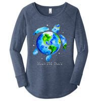 Earth Day 2024 Restore Earth Sea Turtle Art Save The Planet Women's Perfect Tri Tunic Long Sleeve Shirt