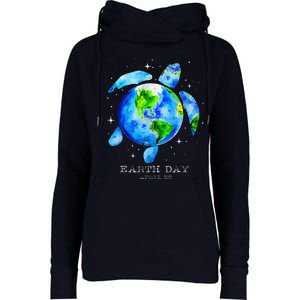 Earth Day 2024 Restore Earth Sea Turtle Art Save The Planet Womens Funnel Neck Pullover Hood