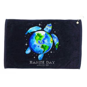 Earth Day 2024 Restore Earth Sea Turtle Art Save The Planet Grommeted Golf Towel