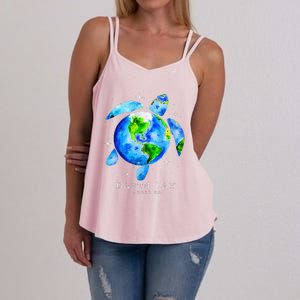 Earth Day 2024 Restore Earth Sea Turtle Art Save The Planet Women's Strappy Tank