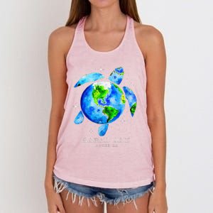 Earth Day 2024 Restore Earth Sea Turtle Art Save The Planet Women's Knotted Racerback Tank