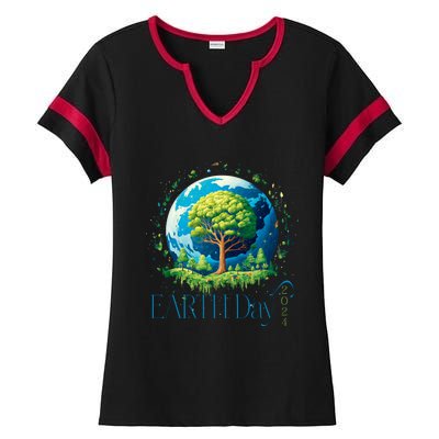 Earth Day 2024 Environmental International Awareness Ladies Halftime Notch Neck Tee