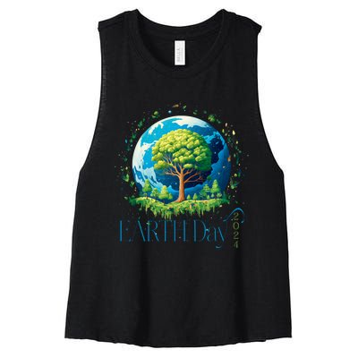 Earth Day 2024 Environmental International Awareness Women's Racerback Cropped Tank