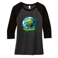 Earth Day 2024 Environmental International Awareness Women's Tri-Blend 3/4-Sleeve Raglan Shirt