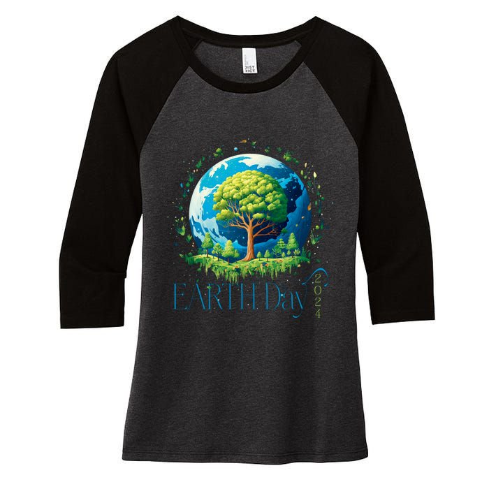 Earth Day 2024 Environmental International Awareness Women's Tri-Blend 3/4-Sleeve Raglan Shirt