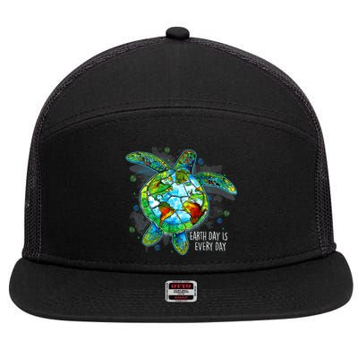 Earth Day 2024 Restore Recycle Sea Turtle Save The Planet 7 Panel Mesh Trucker Snapback Hat