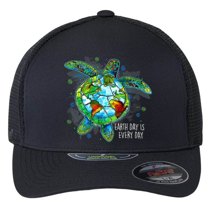 Earth Day 2024 Restore Recycle Sea Turtle Save The Planet Flexfit Unipanel Trucker Cap